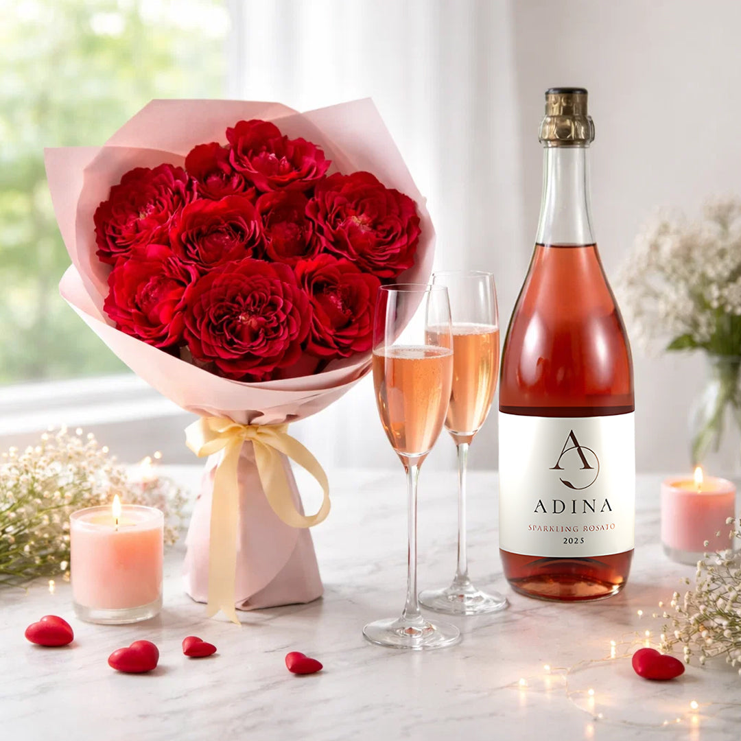 Forever Valentine - Luxury Rose & Sparkling Wine Bundle