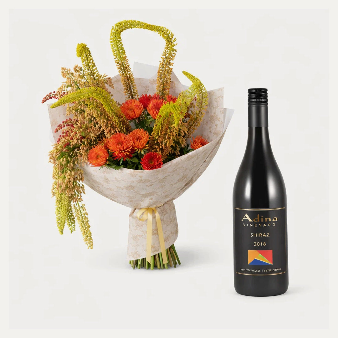 Midnight Romance - Signature Mixed Blooms & Shiraz Bundle