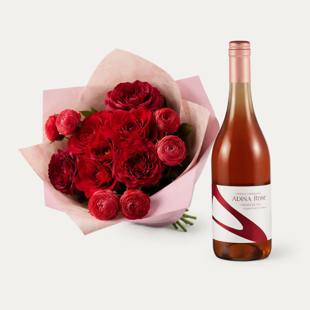 Modern Love - Chic Bouquet & Rosé-Style Wine Bundle